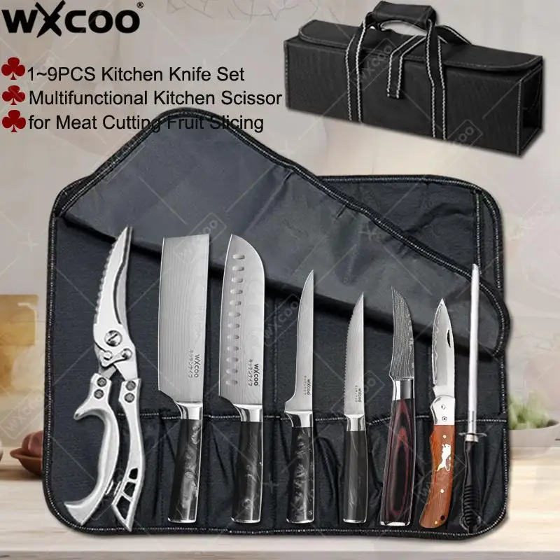 WXCOO 1~9pcs Kitchen Knife Santoku Knife Japanese Meat Cleaver Professional Boning Knife Powerful Chicken Bone Scissor with Box
WXCOO 1~9pcs Kitchen Knife Santoku Knife Japanese Meat Cleaver Professional Boning Knife Powerful Chicken Bone Scissor with Box