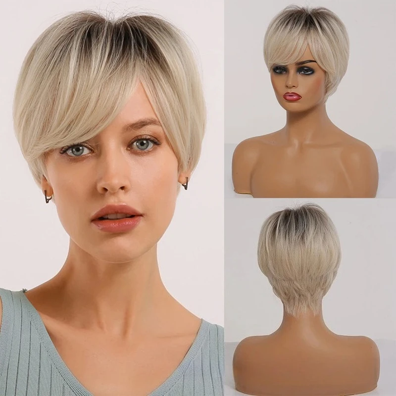 Short girl synthetic wig, ombre blonde wig, layered hairstyle, natural hair role-play daily wig.
Short girl synthetic wig, ombre blonde wig, layered hairstyle, natural hair role-play daily wig.