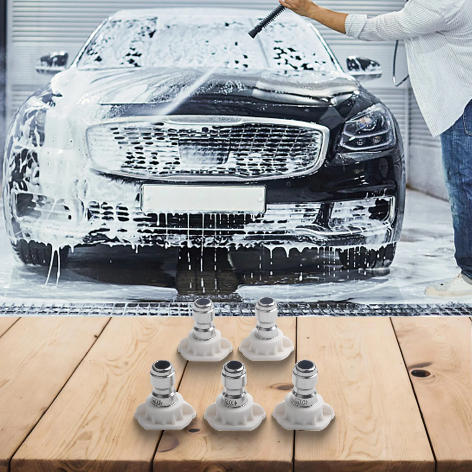 5pcs Pressure Washer Spray Nozzle Tips 1/4 inch Quick Connect with 40 Degree Angle for Cleaning and Replacement
5pcs Pressure Washer Spray Nozzle Tips 1/4 inch Quick Connect with 40 Degree Angle for Cleaning and Replacement