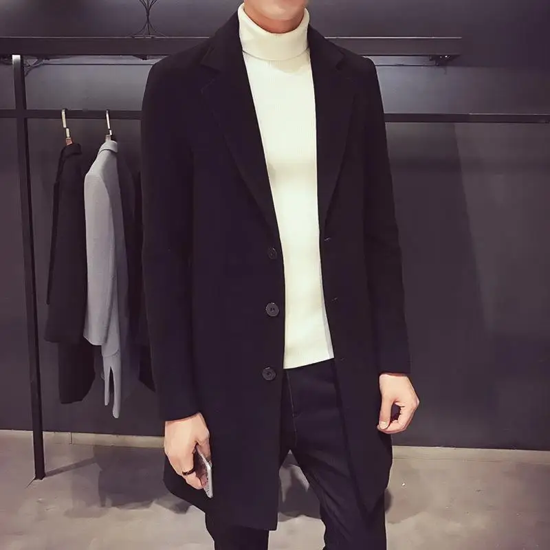 Fashionable Woolen Coat Long Style Korean Version Autumn Winter Men's Windbreaker Business Style Single Button Closure
Fashionable Woolen Coat Long Style Korean Version Autumn Winter Men's Windbreaker Business Style Single Button Closure