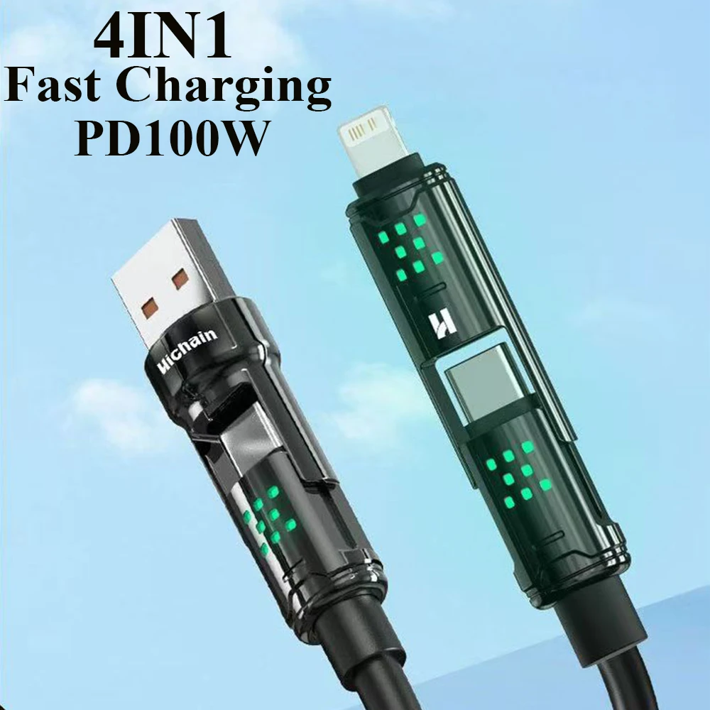 4IN1 PD100W USB C To C Fast Charging Cable With LED Breathing Light For iphone For Macbook For iPad Type C Lighting Cable
4IN1 PD100W USB C To C Fast Charging Cable With LED Breathing Light For iphone For Macbook For iPad Type C Lighting Cable