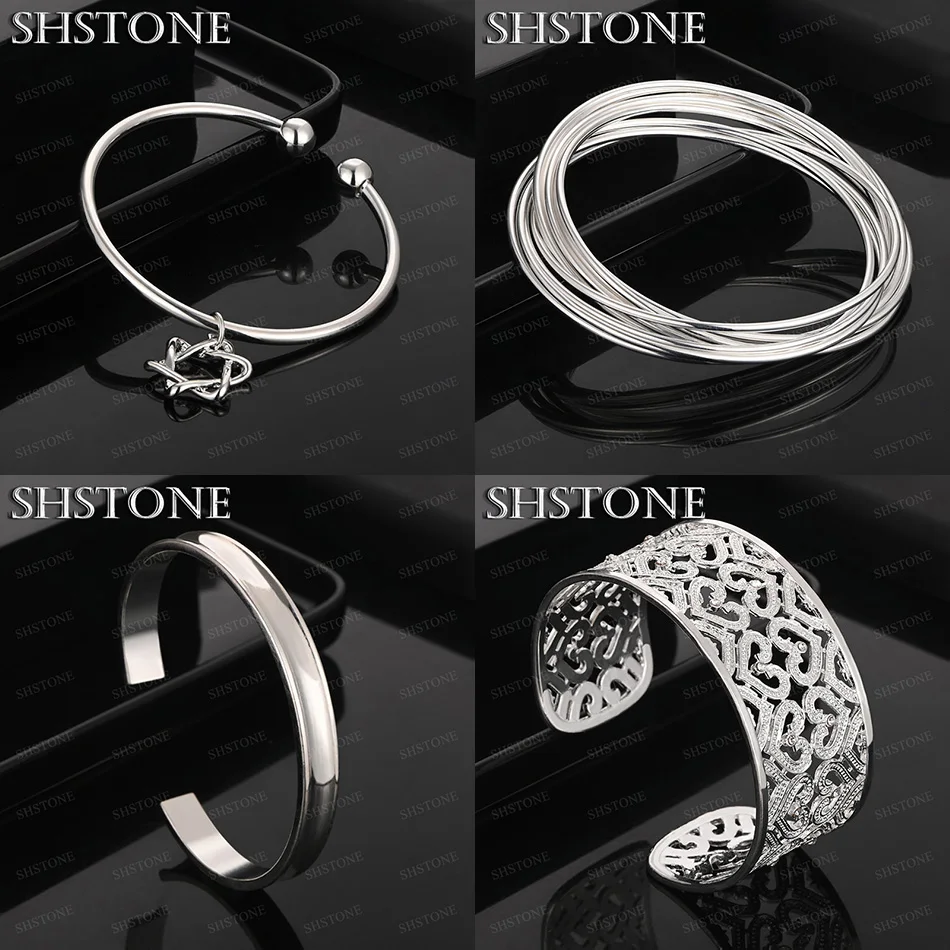 Fashion 925 Sterling Silver Multi-Circle Star Of David Heart Half-Circle Bangle For Women Engagement Party Jewelry Accessories
Fashion 925 Sterling Silver Multi-Circle Star Of David Heart Half-Circle Bangle For Women Engagement Party Jewelry Accessories