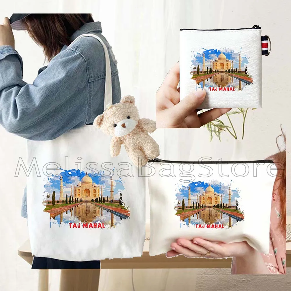 4PCS Gifts Set Taj Mahal India White Canvas Tote Bag Handbag with Doll Key Coin Purse Cosmetic Makeup Toilet Bag Case Pouch
4PCS Gifts Set Taj Mahal India White Canvas Tote Bag Handbag with Doll Key Coin Purse Cosmetic Makeup Toilet Bag Case Pouch