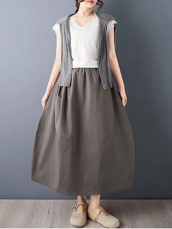 Balloon Midi A-Line Skirt Elastic Waist Slimming Women's plus Size Casual Cotton Blend Spring Summer Fashion Design
Balloon Midi A-Line Skirt Elastic Waist Slimming Women's plus Size Casual Cotton Blend Spring Summer Fashion Design