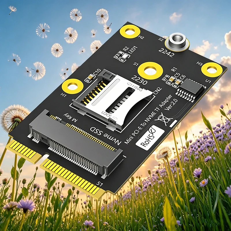 Mini PCIE to M.2 NVMe Key-M SSD Adapter Card Riser with TF Card Slot Support 2230 2242 M.2 NVME SSD Converter for Laptop Desktop
Mini PCIE to M.2 NVMe Key-M SSD Adapter Card Riser with TF Card Slot Support 2230 2242 M.2 NVME SSD Converter for Laptop Desktop