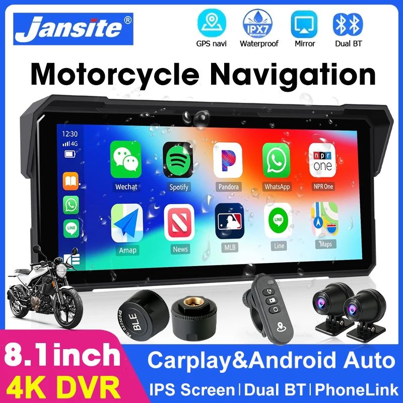 8.1 inch Motorcycle 4K DVR GPS Navigation Wireless Carplay Android Auto IPX7 Waterproof Display Drive Recorder Dual Bluetooth
8.1 inch Motorcycle 4K DVR GPS Navigation Wireless Carplay Android Auto IPX7 Waterproof Display Drive Recorder Dual Bluetooth