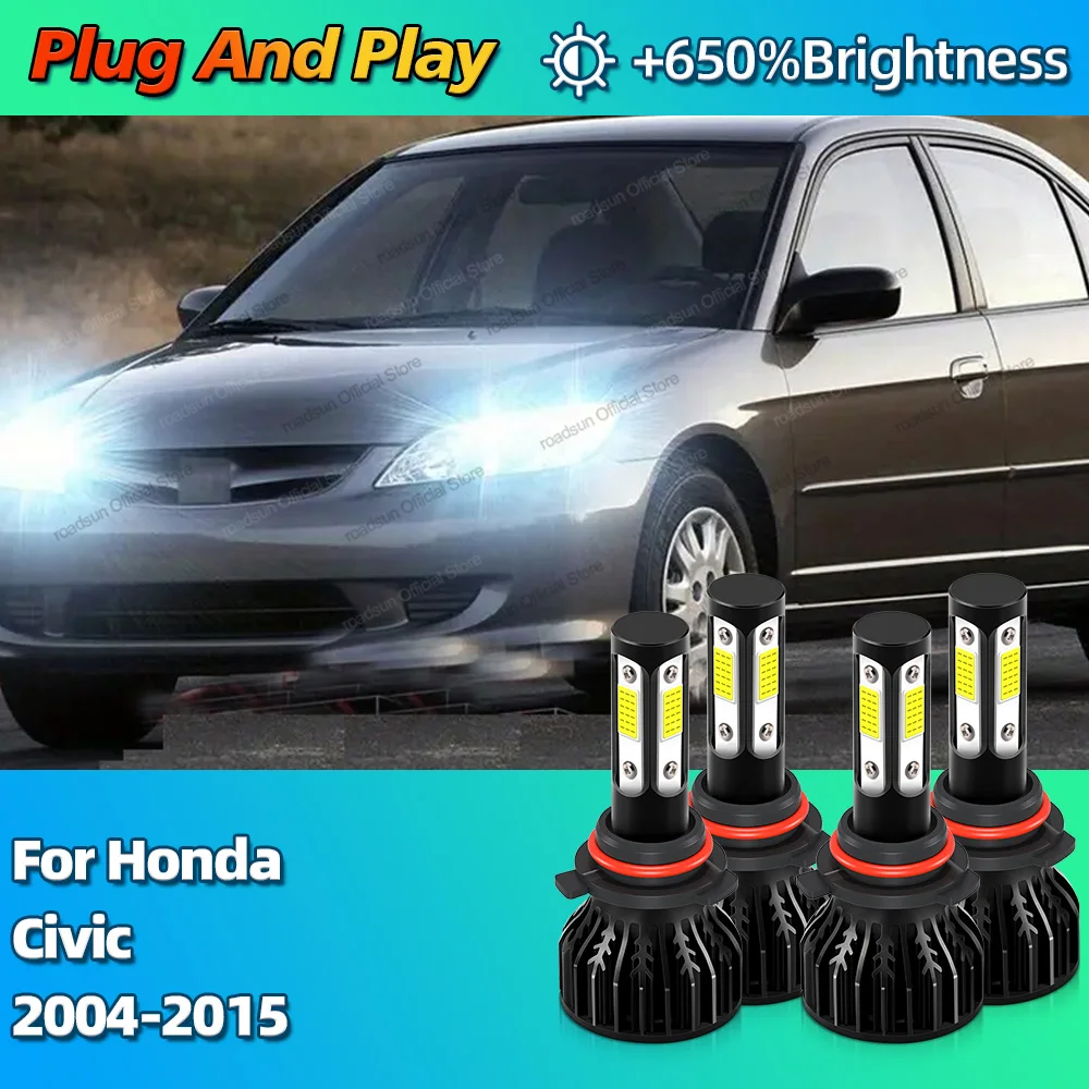 4Pcs Car Headlight LED Lamp 4Side Chip HB3 HB4 Light Bulbs 180W For Honda Civic 2004-2015 2005 2006 2007 2008 2009 2010 2011
4Pcs Car Headlight LED Lamp 4Side Chip HB3 HB4 Light Bulbs 180W For Honda Civic 2004-2015 2005 2006 2007 2008 2009 2010 2011