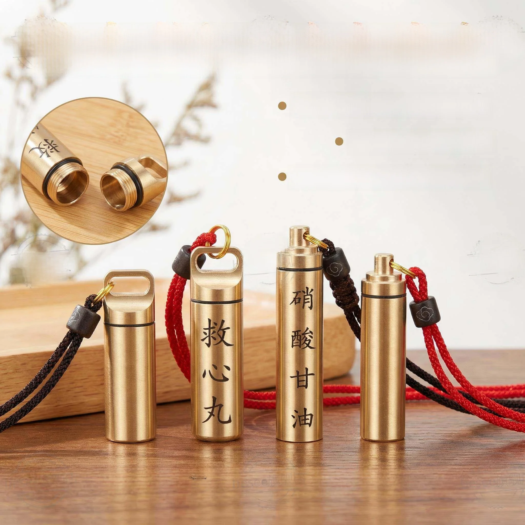 Portable Brass Heart Savers Set of Three with Engraved Bottle Necklaces Sealed Waterproof Medicine Box for Quick Relief
Portable Brass Heart Savers Set of Three with Engraved Bottle Necklaces Sealed Waterproof Medicine Box for Quick Relief