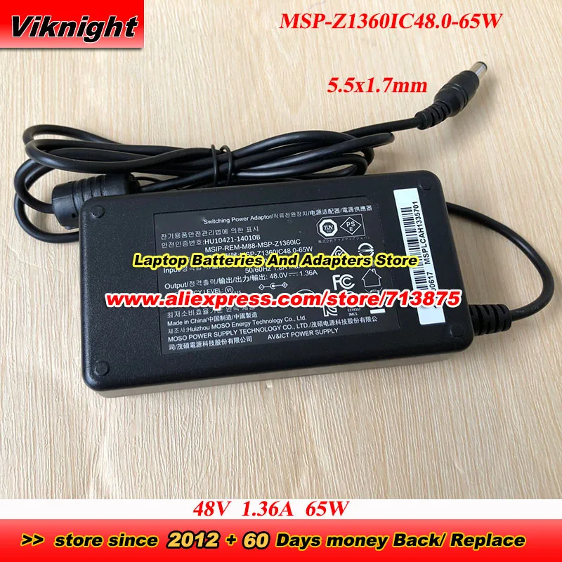 Подлинный MSP-Z1360IC48.0-65W адаптер переменного тока 48V 1.36A HU10421-14010A HU10421-14010B для Hikvision видеорегистратор POE зарядное устройство 5.5*1.7
Подлинный MSP-Z1360IC48.0-65W адаптер переменного тока 48V 1.36A HU10421-14010A HU10421-14010B для Hikvision видеорегистратор POE зарядное устройство 5.5*1.7