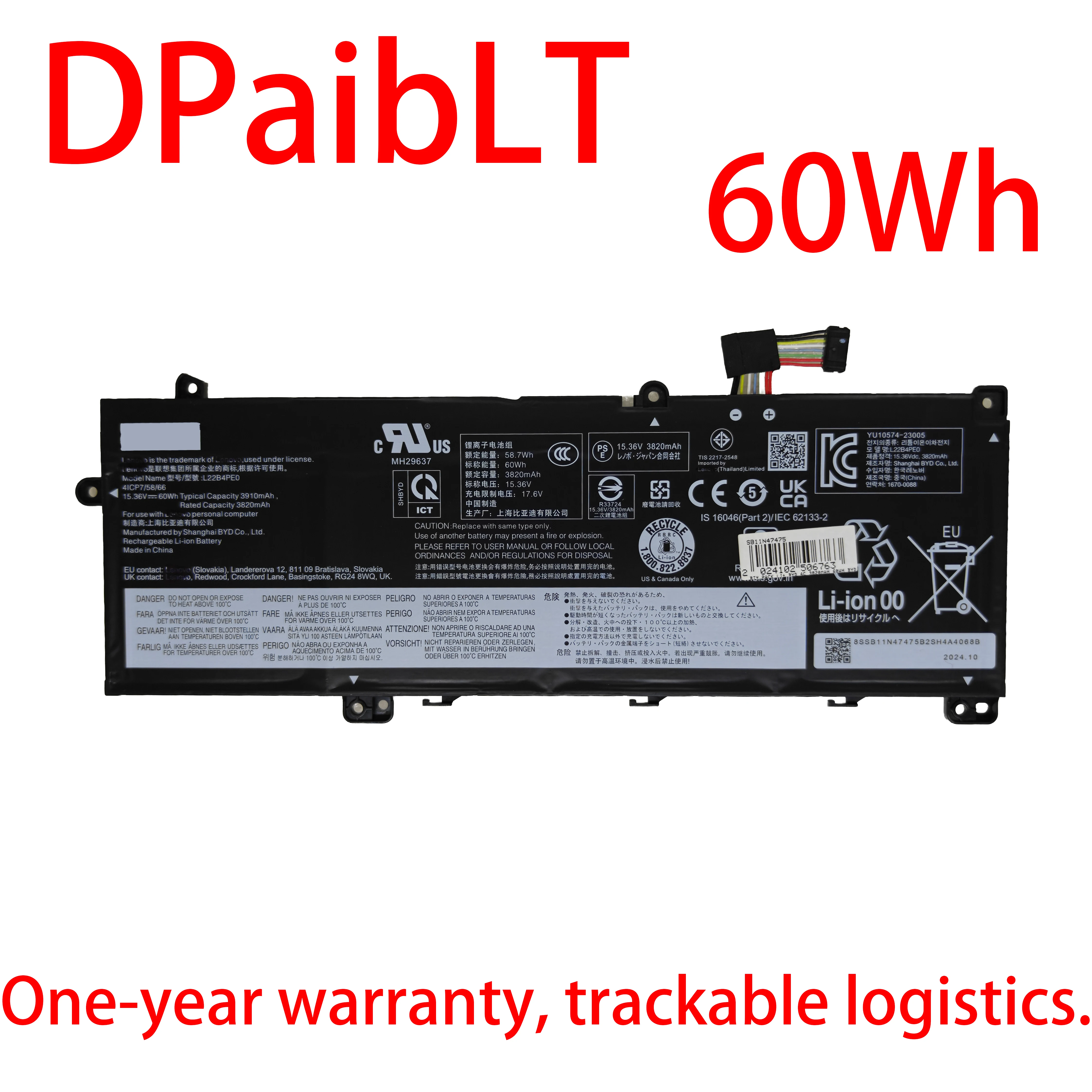 DPaibLT NEW 60Wh 15.36V 3910mAh L22B4PE0 L22C4PE0 L22D4PE0 L22M4PE0 LAPTOP BATTERY For Lenovo ThinkBook 14 G6 IRL Series
DPaibLT NEW 60Wh 15.36V 3910mAh L22B4PE0 L22C4PE0 L22D4PE0 L22M4PE0 LAPTOP BATTERY For Lenovo ThinkBook 14 G6 IRL Series