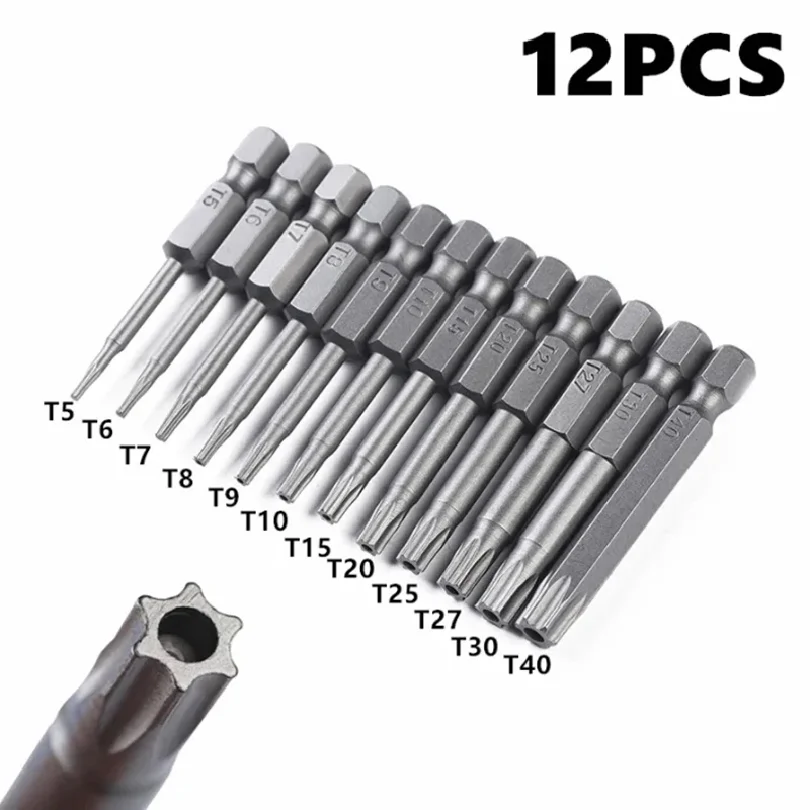 12pcs 50mm 1/4" Hex Shank Hole Security Torx Bits - T5 to T40 - Perfect for DIY Projects 12pcs 50mm 1/4" Hex Shank Hole Security
12pcs 50mm 1/4" Hex Shank Hole Security Torx Bits - T5 to T40 - Perfect for DIY Projects 12pcs 50mm 1/4" Hex Shank Hole Security