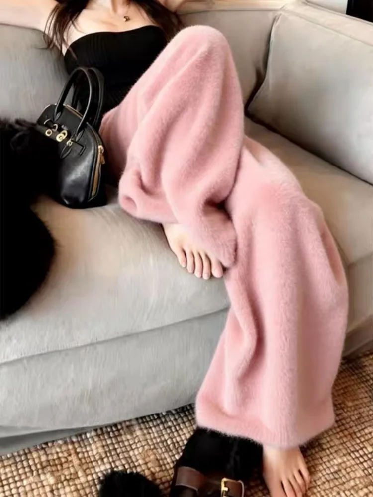 Pink Knitted Wide Leg Pants Women's Winter Lazy Style High Waist Slimming Soft Casual Trousers Loose Fit Straight Leg Pants
Pink Knitted Wide Leg Pants Women's Winter Lazy Style High Waist Slimming Soft Casual Trousers Loose Fit Straight Leg Pants