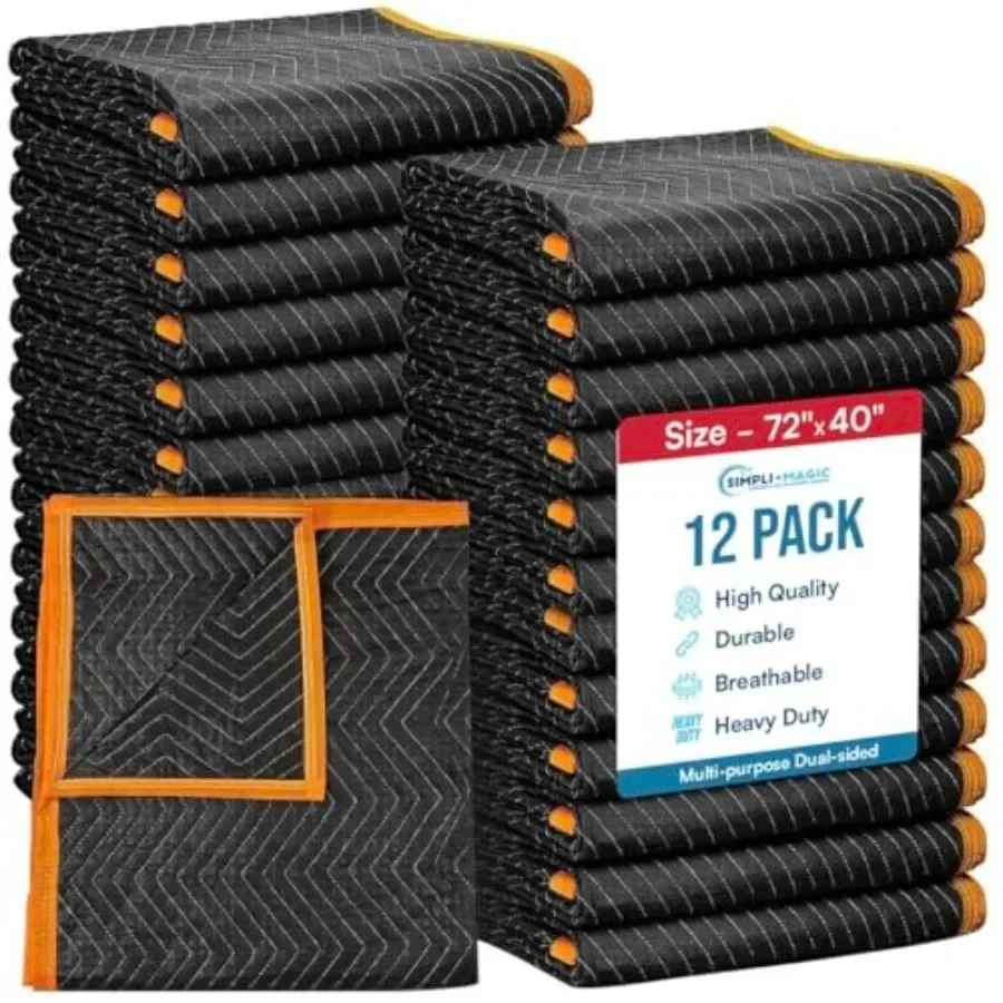 Heavy Duty Padded Moving Blankets 72" x 40" 12 Pack Packing Blankets, Furniture Covers for Moving
Heavy Duty Padded Moving Blankets 72" x 40" 12 Pack Packing Blankets, Furniture Covers for Moving