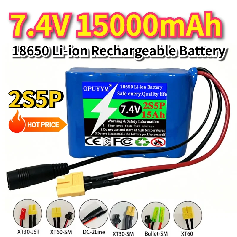 New 7.4V 2S5P 15000mAh 18650 Li-ion Rechargeable Battery Pack 7.4V 15Ah Lithium-ion Battery for Bike Bicycle Light and Headlamp
New 7.4V 2S5P 15000mAh 18650 Li-ion Rechargeable Battery Pack 7.4V 15Ah Lithium-ion Battery for Bike Bicycle Light and Headlamp