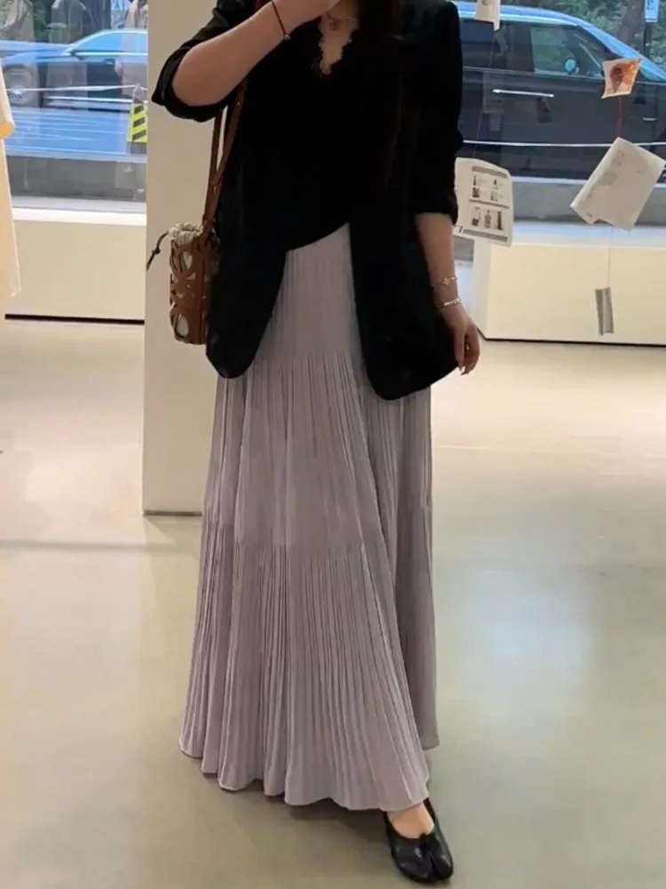 Pastel Purple Gentle Pleated Midi Skirt Faionable Lazy Lady Sle High Waist Spring Summer New Arrival Korean Version Women...
Pastel Purple Gentle Pleated Midi Skirt Faionable Lazy Lady Sle High Waist Spring Summer New Arrival Korean Version Women...