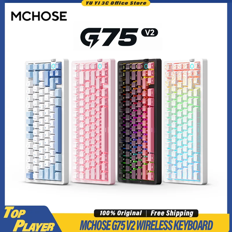 MCHOSE G75 V2 Mechanical Keyboard Customized Hot Swappable with South Facing RGB Long Life Battery Support Bluetooth 2.4g
MCHOSE G75 V2 Mechanical Keyboard Customized Hot Swappable with South Facing RGB Long Life Battery Support Bluetooth 2.4g