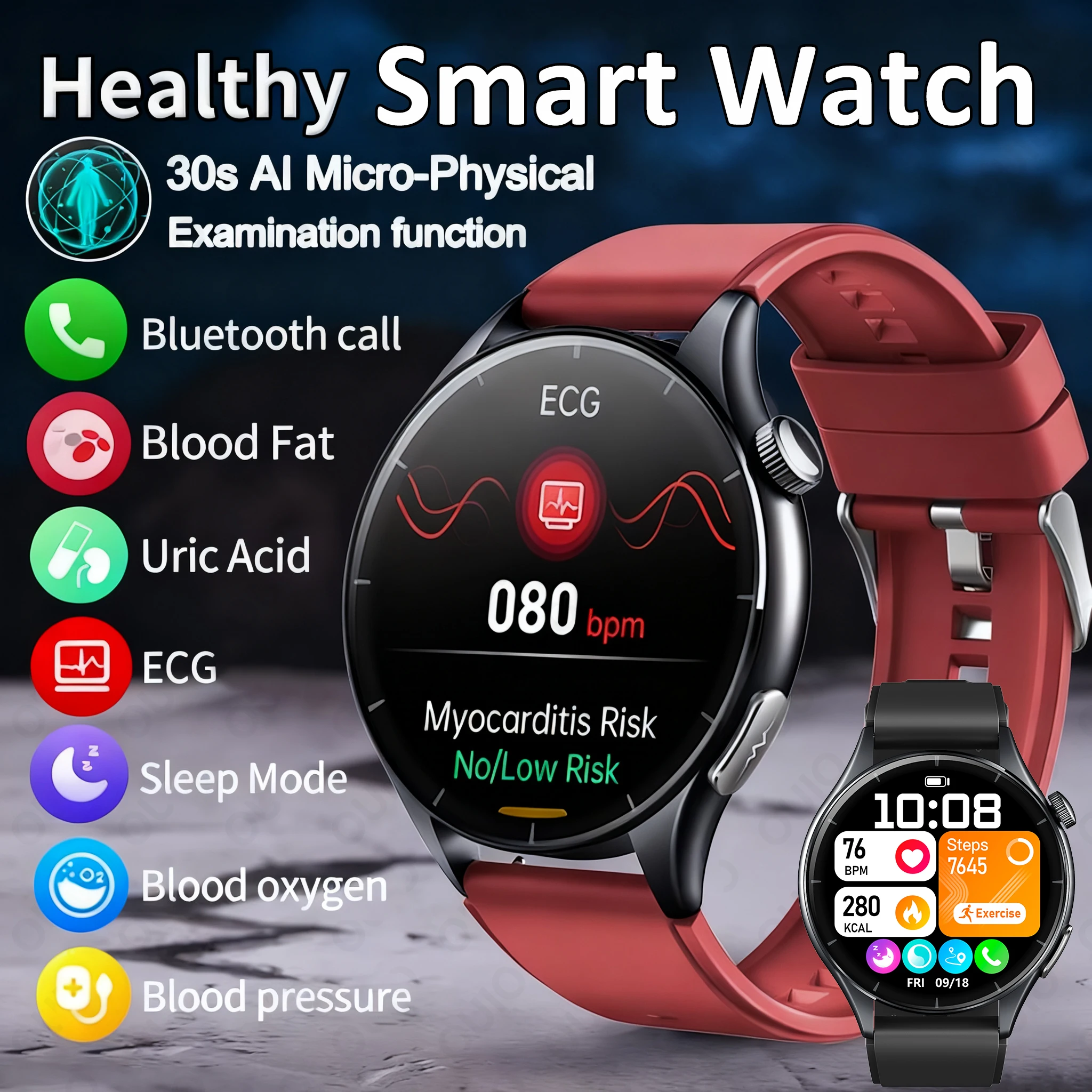 Новые здоровые умные часы Обнаружение ЭКГ Липиды Мочевая кислота Кислород в крови Артериальное давление Мужчины NFC Спортивные часы для сна BT Call Смарт-часы
Новые здоровые умные часы Обнаружение ЭКГ Липиды Мочевая кислота Кислород в крови Артериальное давление Мужчины NFC Спортивные часы для сна BT Call Смарт-часы