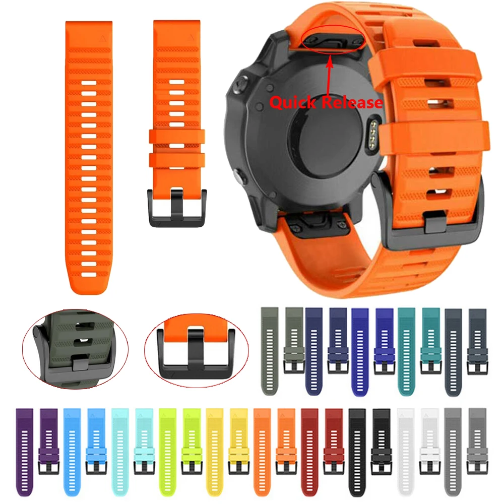 26 22 20MM Quick Release Watchband for Garmin Fenix 6X 6 6S Pro 5 5X 5S Plus 935 3HR Quick Fit Silicone Straps Smart Wrist Band
26 22 20MM Quick Release Watchband for Garmin Fenix 6X 6 6S Pro 5 5X 5S Plus 935 3HR Quick Fit Silicone Straps Smart Wrist Band