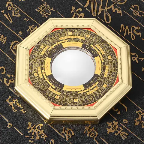 Lucky Chinese Feng Shui Dent Convex Bagua FengShui Mirror Taoist Talisman Energy Home Decoration Ornament 13cm