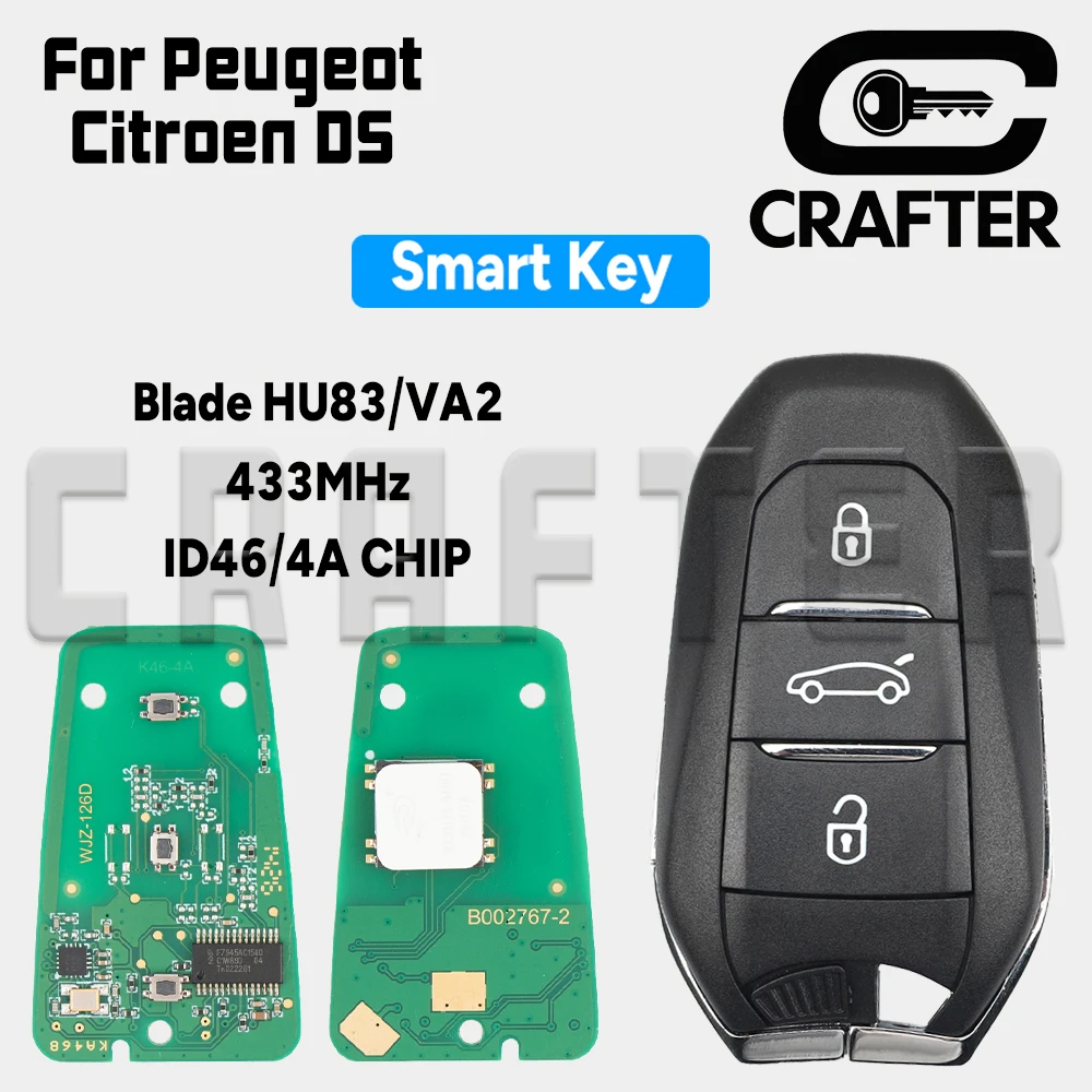 Ключ Crafters Смарт-карта Ключ 433 МГц ID 46/4A CHIP Blade HU83/VA2 Keyless Go для Peugeot 308 508 Citroen Picasso C4 DS4 DS5
Ключ Crafters Смарт-карта Ключ 433 МГц ID 46/4A CHIP Blade HU83/VA2 Keyless Go для Peugeot 308 508 Citroen Picasso C4 DS4 DS5