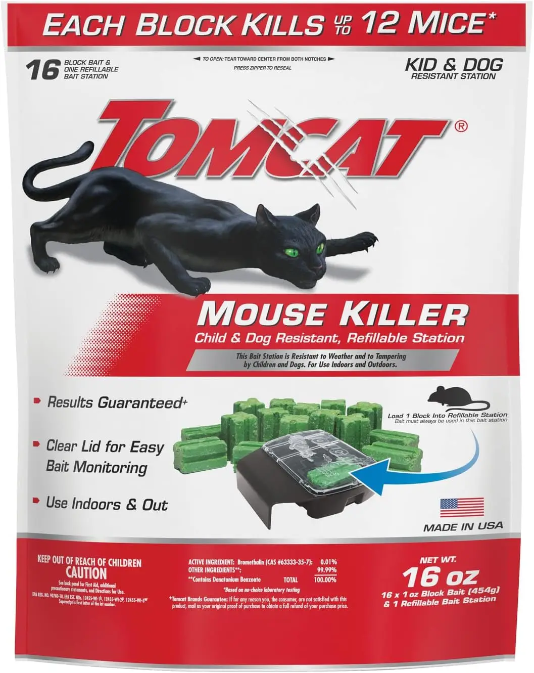 Tomcat Mouse Killer, Child & Dog Resistant Refillable Station, Weather-Resistant Indoor/Outdoor Bait Station with Clear Monitoring Lid, 1 Station + 16 Bait Blocks
Tomcat Mouse Killer, Child & Dog Resistant Refillable Station, Weather-Resistant Indoor/Outdoor Bait Station with Clear Monitoring Lid, 1 Station + 16 Bait Blocks