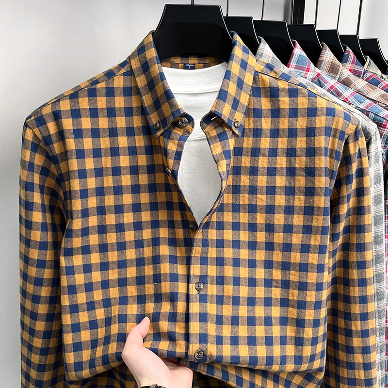 High-end Pure Cotton Long-sleeve Plaid Shirt for Men New Trendy Spring and Autumn Fashion for Young and Middle-aged Shirt Jacket
High-end Pure Cotton Long-sleeve Plaid Shirt for Men New Trendy Spring and Autumn Fashion for Young and Middle-aged Shirt Jacket