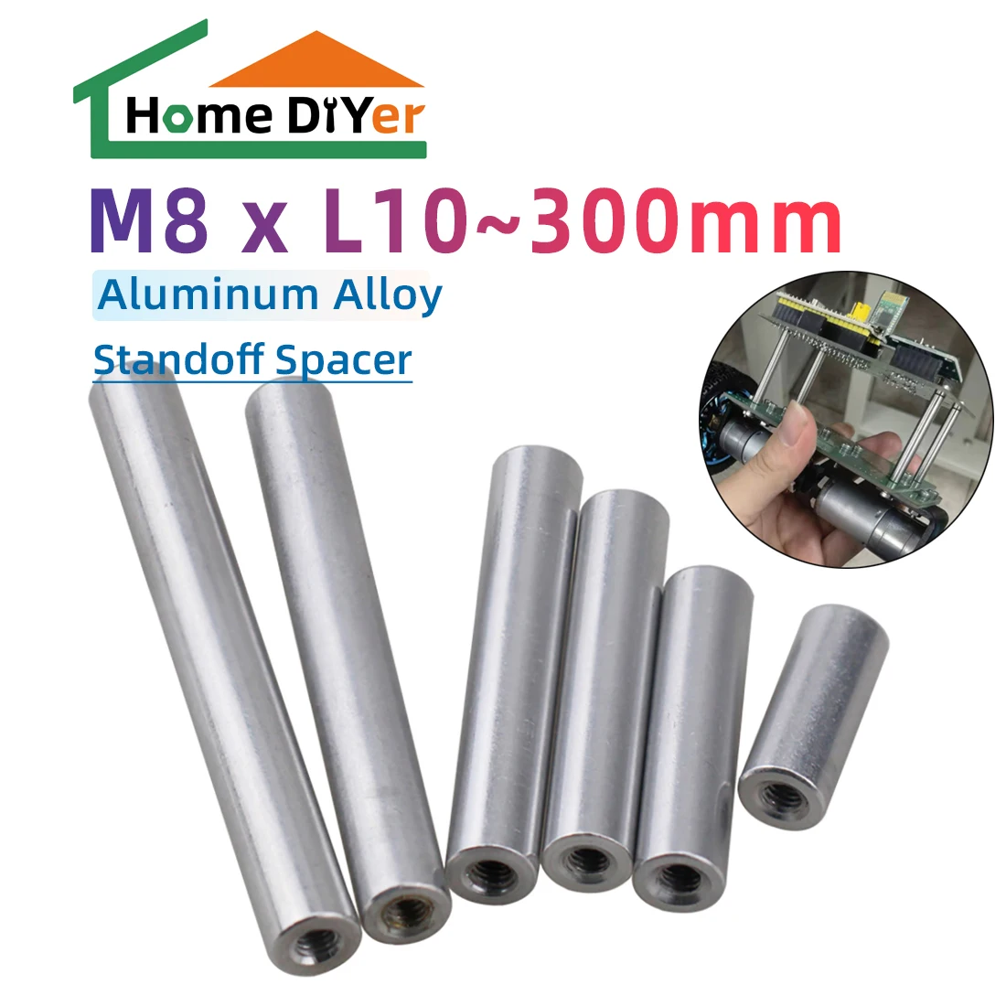 M8 Threaded Round Aluminum Standoffs Spacer Column Extend Stud Long Nut length 10mm to 300mm for RC FPV
M8 Threaded Round Aluminum Standoffs Spacer Column Extend Stud Long Nut length 10mm to 300mm for RC FPV