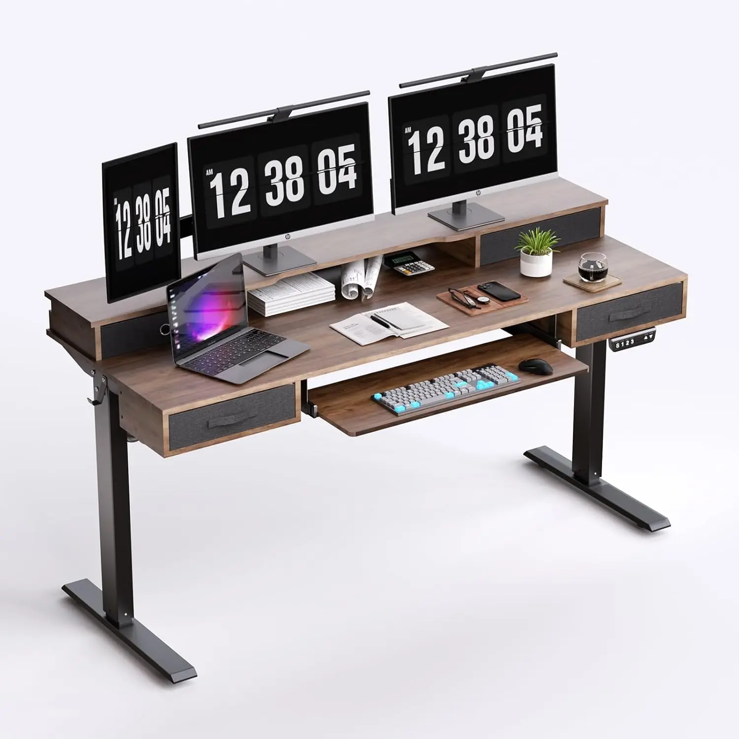 Электрический регулируемый по высоте стол 63 дюйма с 4 ящиками и выдвижной полкой для клавиатуры, цвет «Рустик Браун», для офиса, на заказ
Электрический регулируемый по высоте стол 63 дюйма с 4 ящиками и выдвижной полкой для клавиатуры, цвет «Рустик Браун», для офиса, на заказ