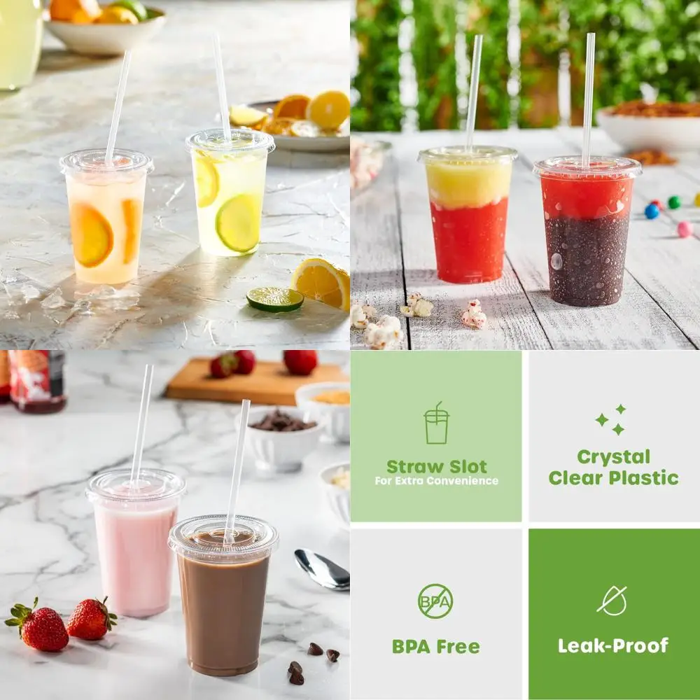 10 oz Clear Plastic Cups with Lids - Disposable for Hot or Cold Beverages, Smoothies, and Take-Out Drinks
10 oz Clear Plastic Cups with Lids - Disposable for Hot or Cold Beverages, Smoothies, and Take-Out Drinks