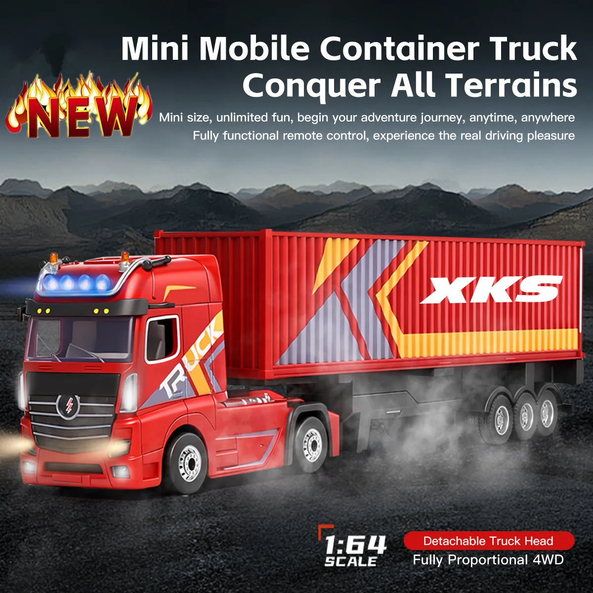 2.4G RC Truck With Light 1:64 4WD Full Scale Remote Control Car Truck Model Container Truck Toy For Kid Gift
2.4G RC Truck With Light 1:64 4WD Full Scale Remote Control Car Truck Model Container Truck Toy For Kid Gift