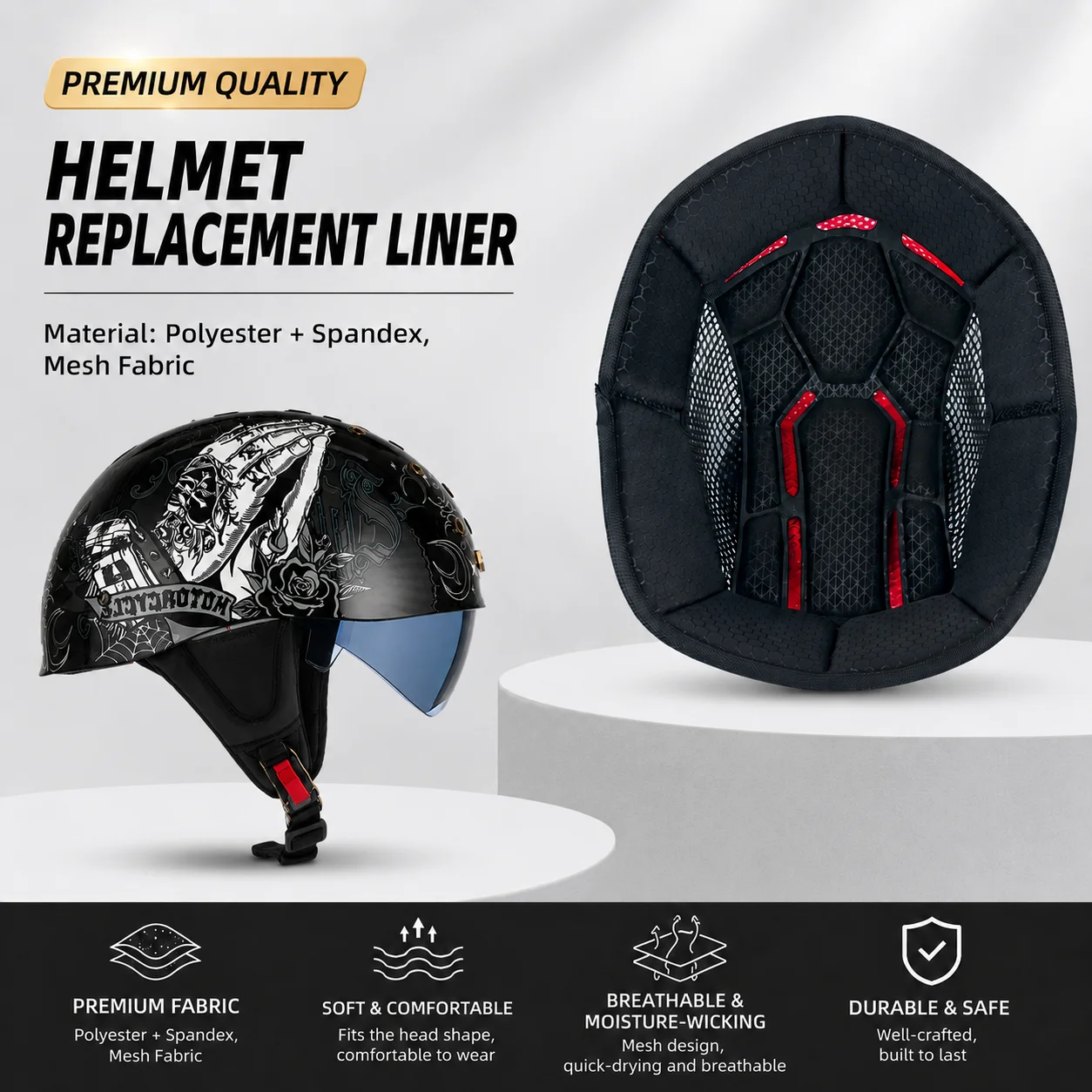 RW-016 High Quality Thickened Hat Lining, Washable & Easy To Clean, Half Helmet And Bicycle Helmet Lining
RW-016 High Quality Thickened Hat Lining, Washable & Easy To Clean, Half Helmet And Bicycle Helmet Lining
