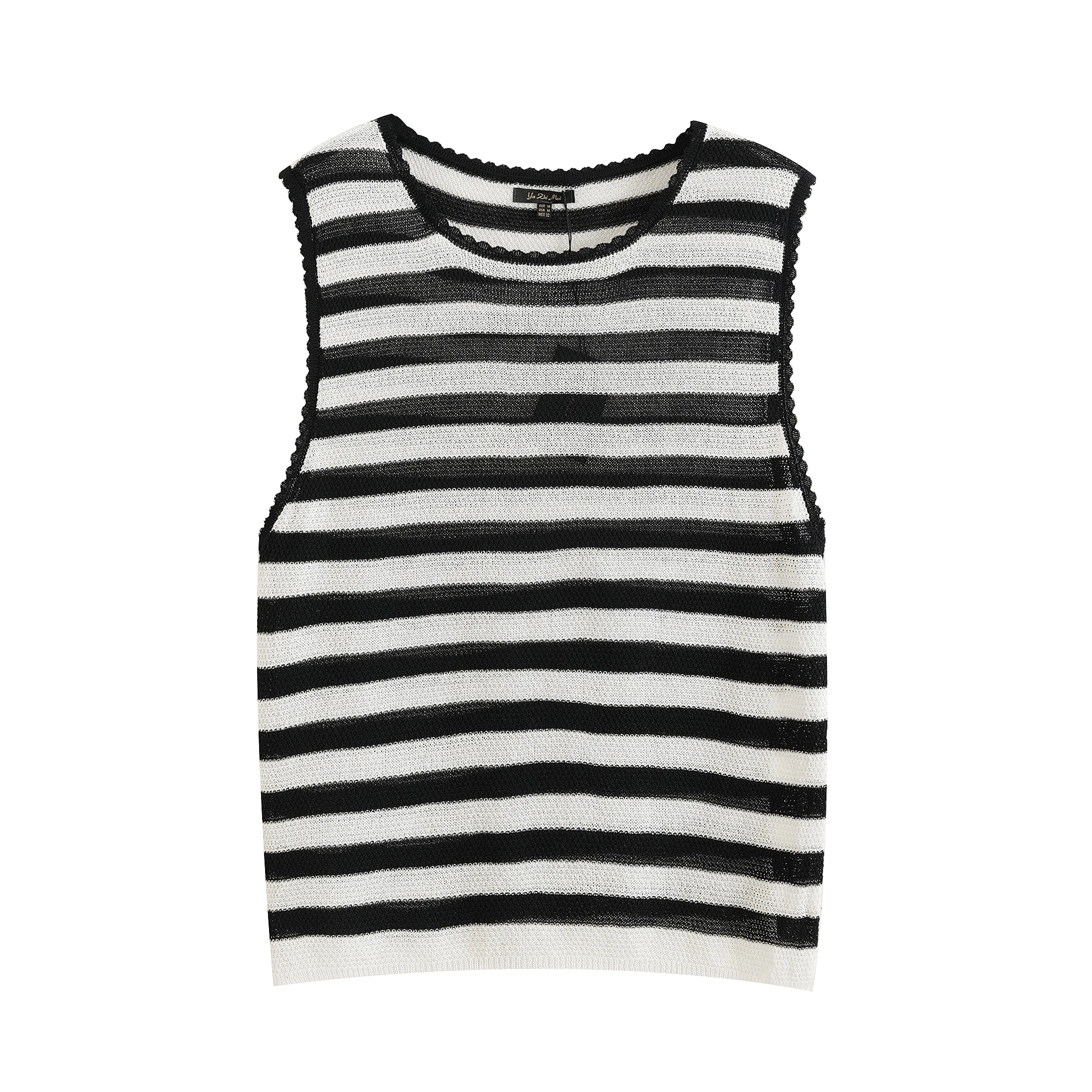 Ethereal MD 2025 massidutti summer new style of Nautical black and white striped lace knitted vest sleeveless T-shirt top
Ethereal MD 2025 massidutti summer new style of Nautical black and white striped lace knitted vest sleeveless T-shirt top