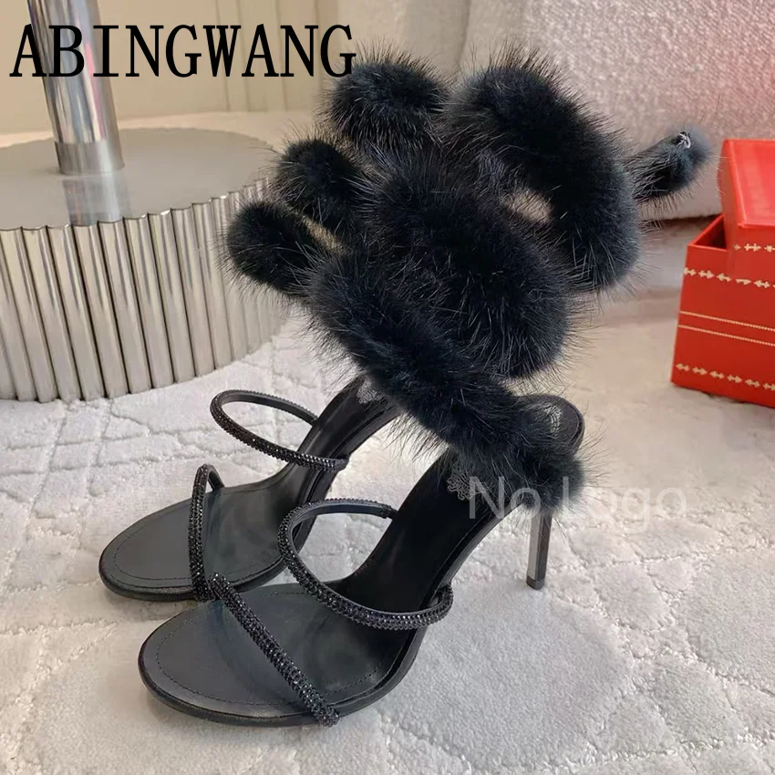 2025 Summer New Leather Crystal Peep Toe Fur Slip On Thin Heel Sandals for Women Sexy Ladies Dress Sandals For Women
2025 Summer New Leather Crystal Peep Toe Fur Slip On Thin Heel Sandals for Women Sexy Ladies Dress Sandals For Women