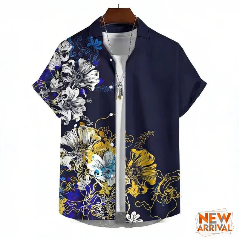 Гавайская рубашка с цветочным узором в полоску для мужчин, изысканная летняя свободная рубашка с короткими рукавами и 3D принтом листьев, блузка с лацканами, топы
Гавайская рубашка с цветочным узором в полоску для мужчин, изысканная летняя свободная рубашка с короткими рукавами и 3D принтом листьев, блузка с лацканами, топы