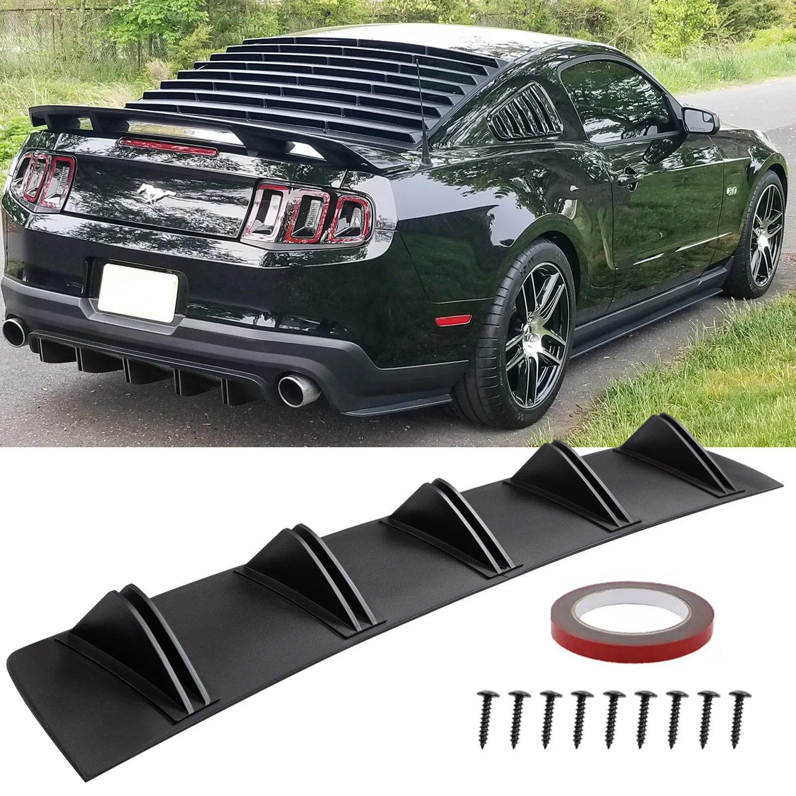 For Ford Mustang GT Rear Diffuser Shark 5 Fins Bumper Lip Splitter Spoiler
For Ford Mustang GT Rear Diffuser Shark 5 Fins Bumper Lip Splitter Spoiler