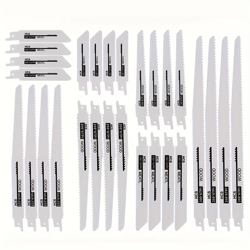 28PCS Bi-Metal Reciprocating Saw Blades Set - Premium Wood & Metal Cutting Blades with Coarse/Fine Teeth
28PCS Bi-Metal Reciprocating Saw Blades Set - Premium Wood & Metal Cutting Blades with Coarse/Fine Teeth