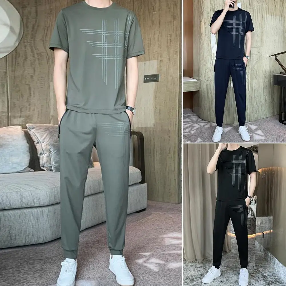 Breathable Sportswear Set Stylish Men's Casual Sports Suit with Short Sleeve T-shirt Elastic Waist Trouser for Home for Men
Breathable Sportswear Set Stylish Men's Casual Sports Suit with Short Sleeve T-shirt Elastic Waist Trouser for Home for Men