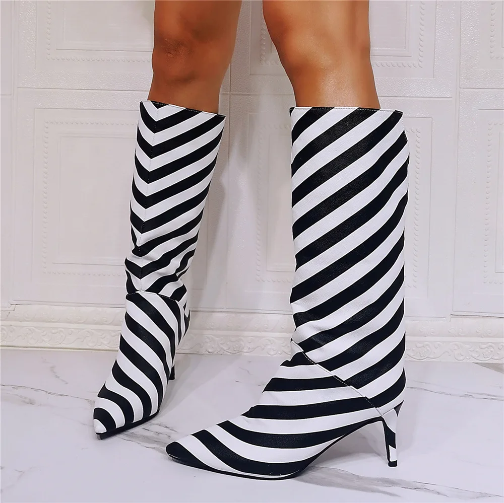 Fashion Zebra Striped Knee Boots 7.5 cm Thin Heels Slip On Loose Style Long Booties Woman Pointed Toe Banquet Boots
Fashion Zebra Striped Knee Boots 7.5 cm Thin Heels Slip On Loose Style Long Booties Woman Pointed Toe Banquet Boots