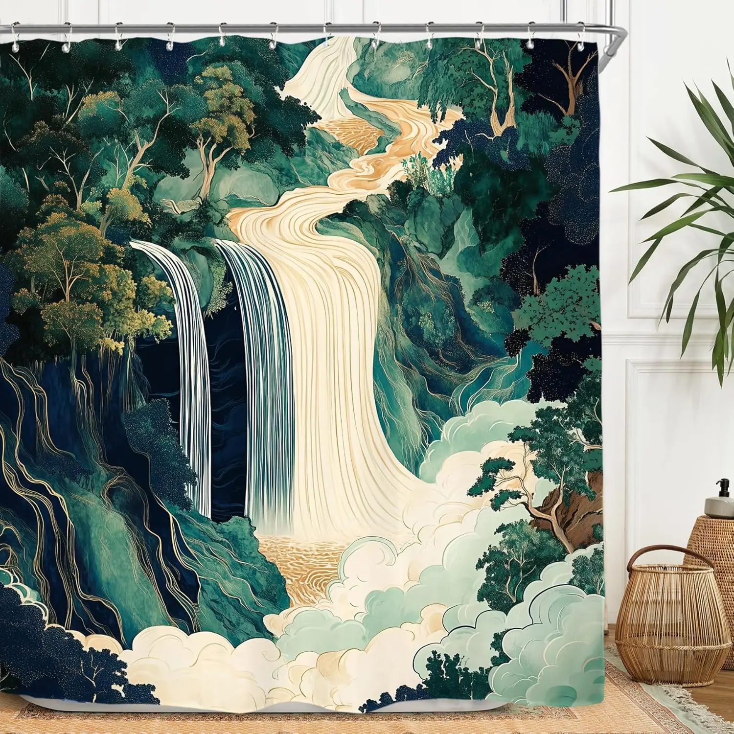 Fantasy Waterfall Landscape Green Forest Trees And Clouds Nature Scenery Decorative Shower Curtain
Fantasy Waterfall Landscape Green Forest Trees And Clouds Nature Scenery Decorative Shower Curtain