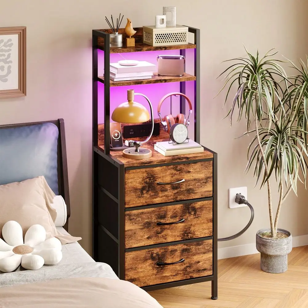 41 Tall Nightstand With Charging Station, Led Night Stand With USB Port Socket, 3 2 PU Finished Fabric Storage Drawers, Office,
41 Tall Nightstand With Charging Station, Led Night Stand With USB Port Socket, 3 2 PU Finished Fabric Storage Drawers, Office,