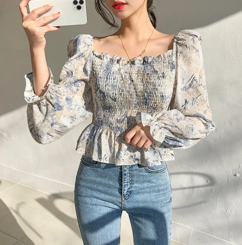 Ele Long Sve Chiffon irt Women's Spring Autumn Vintage Floral Print One oulder Design Lace Trim Slim Fit ort Length
Ele Long Sve Chiffon irt Women's Spring Autumn Vintage Floral Print One oulder Design Lace Trim Slim Fit ort Length