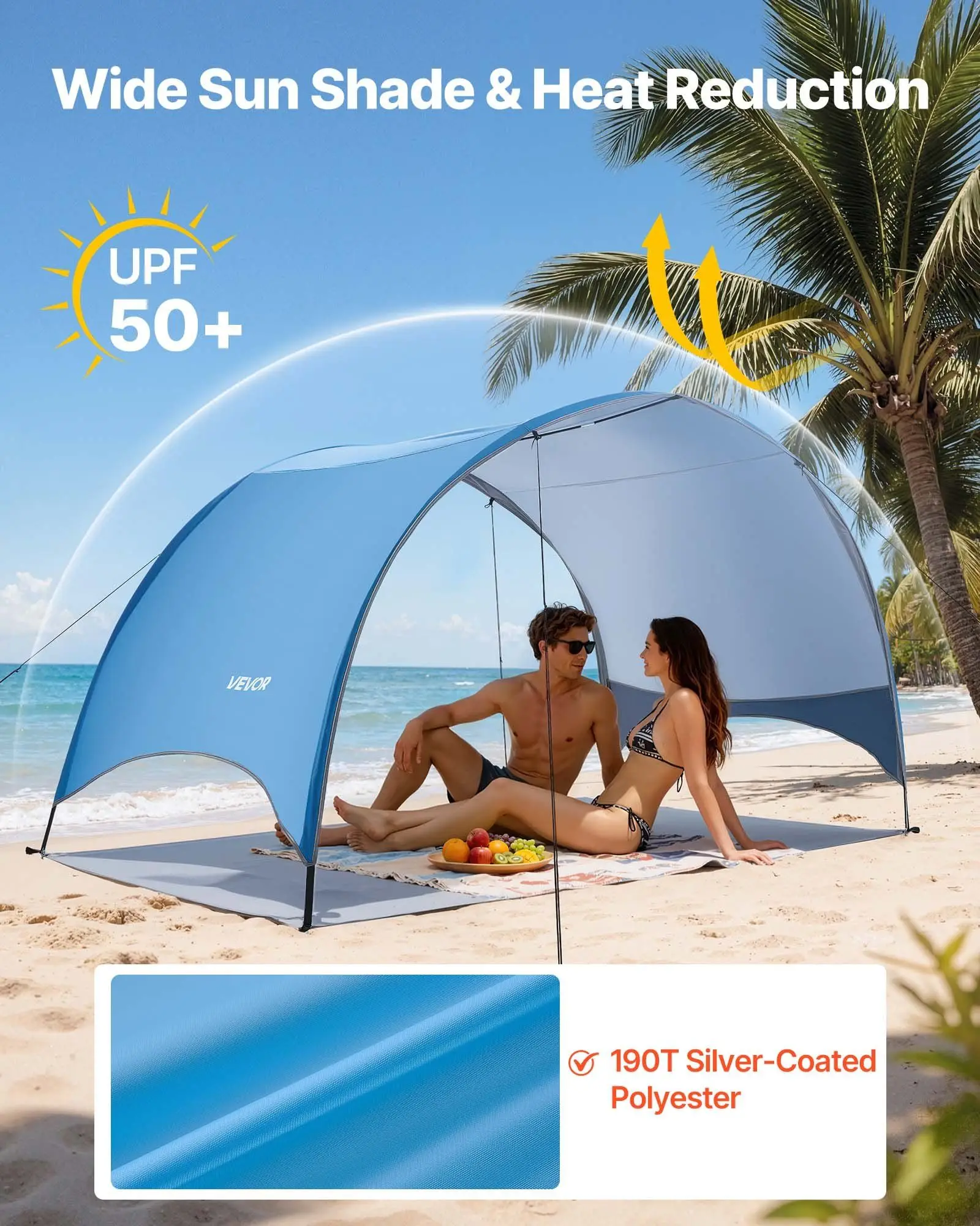 Beach Tent Sun Shelter for 3 Person, UPF 50+ Protection, Portable Sun Shade Canopy with Carrying Bag & Ground Stakes,
Beach Tent Sun Shelter for 3 Person, UPF 50+ Protection, Portable Sun Shade Canopy with Carrying Bag & Ground Stakes,