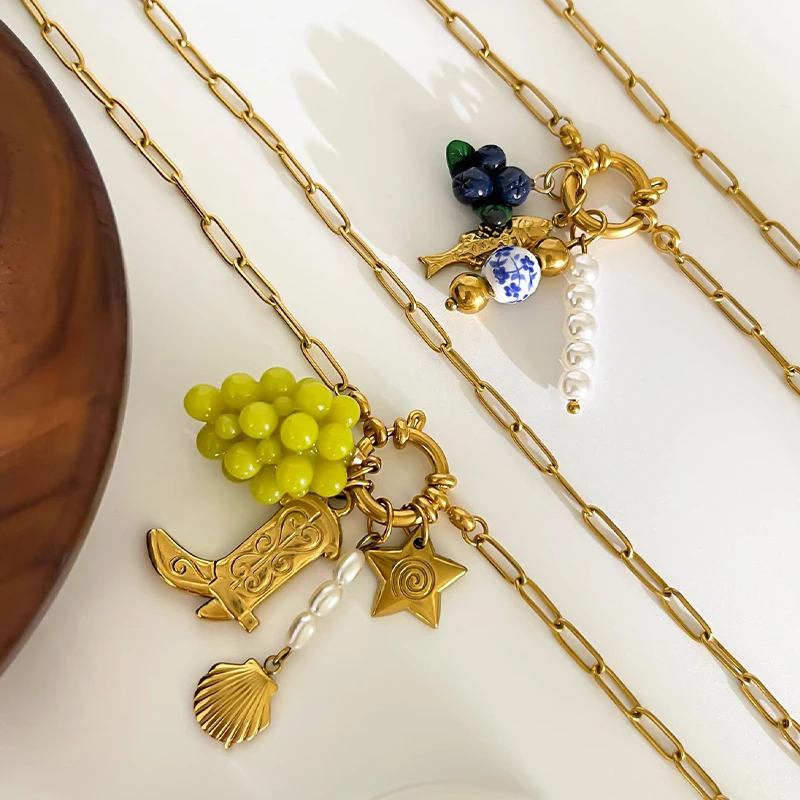 PRISCA | Niche Design Pearl Grape Necklace Women Stainless Steel Plated 18k Gold Lovely Jewelry Waterproof
PRISCA | Niche Design Pearl Grape Necklace Women Stainless Steel Plated 18k Gold Lovely Jewelry Waterproof