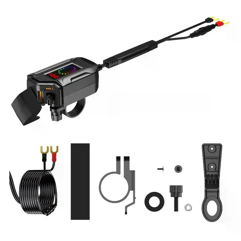 1Pcs LED Voltmeter Handlebar & Mirror Mount Motorcycle USB Charger 3-in-1 Fast Charging With Retractable Type-C Cable
1Pcs LED Voltmeter Handlebar & Mirror Mount Motorcycle USB Charger 3-in-1 Fast Charging With Retractable Type-C Cable