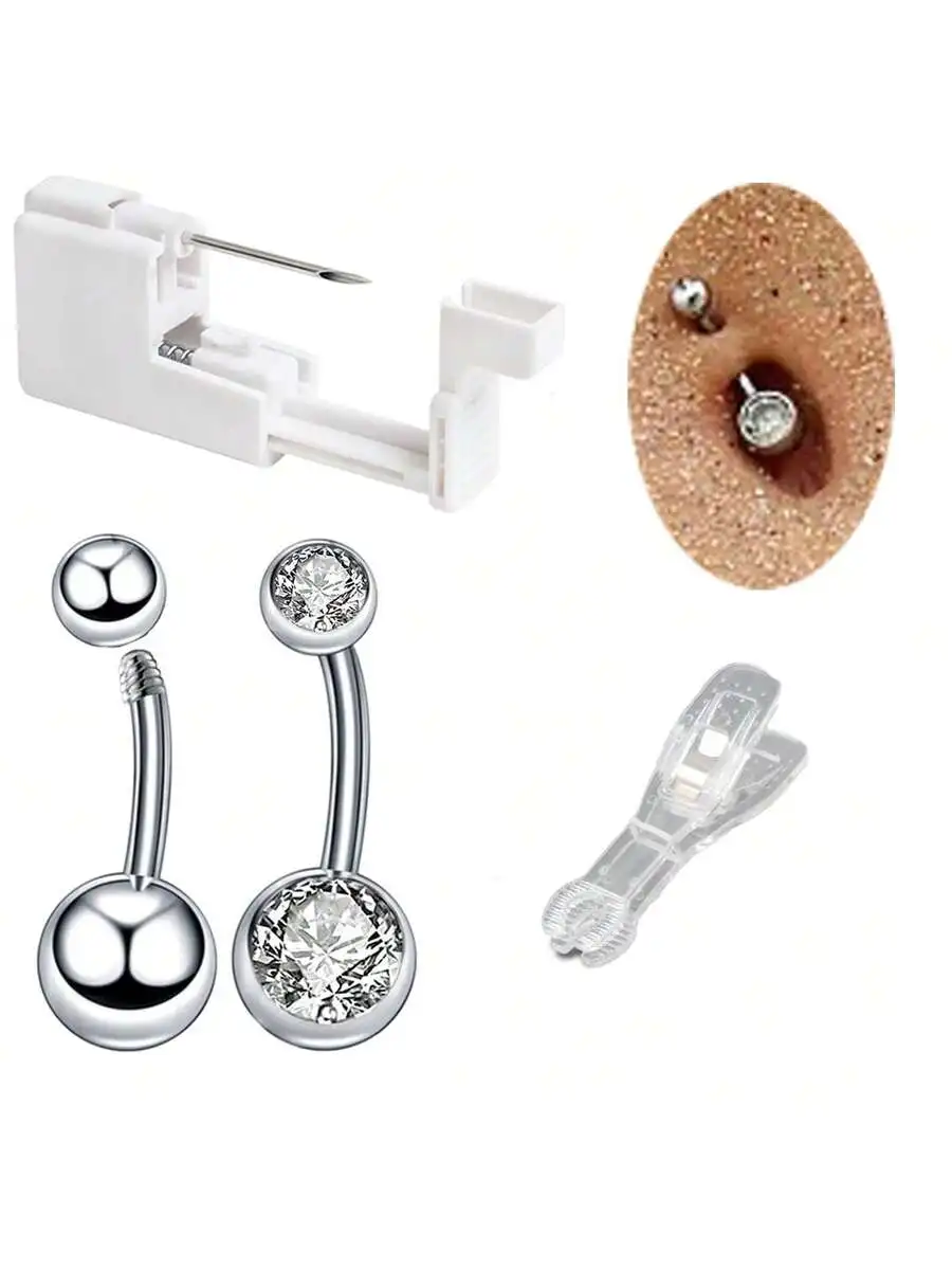 4-Piece Stainless Steel Body Piercing Set With Gun, Clip, And Jewelry For Septum, Nose, Navel, Lip, Nipple
4-Piece Stainless Steel Body Piercing Set With Gun, Clip, And Jewelry For Septum, Nose, Navel, Lip, Nipple