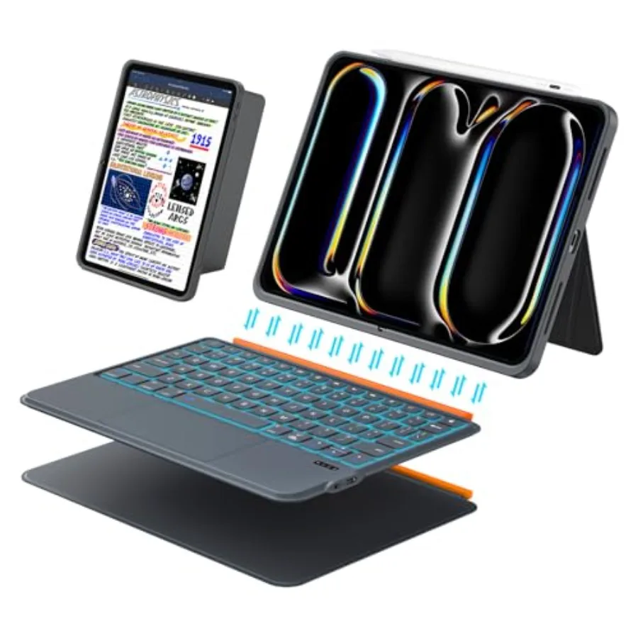 Keyboard Case for 11 M5 M4 2025 2024 3-in-1 Magnetic Detachable Keyboard with Larger Trackpad Spring Backlit Keys 160 Adjustabl
Keyboard Case for 11 M5 M4 2025 2024 3-in-1 Magnetic Detachable Keyboard with Larger Trackpad Spring Backlit Keys 160 Adjustabl
