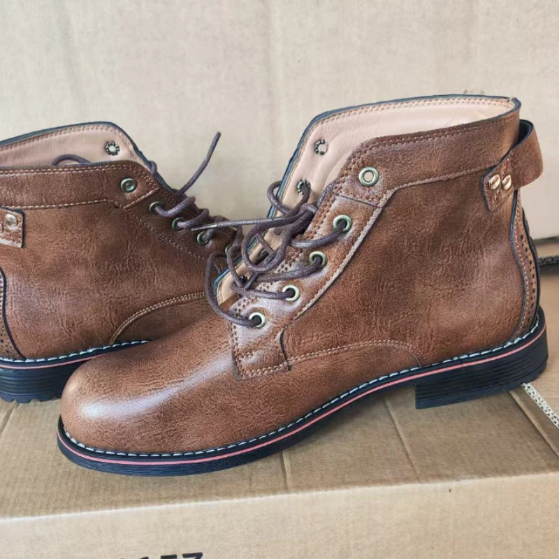 Punk Style Men's Motorcycle Boots Luxury Handmade High Quality Men's Autumn Retro Round Toe Bare Boots Botas Para Hombre Male
Punk Style Men's Motorcycle Boots Luxury Handmade High Quality Men's Autumn Retro Round Toe Bare Boots Botas Para Hombre Male