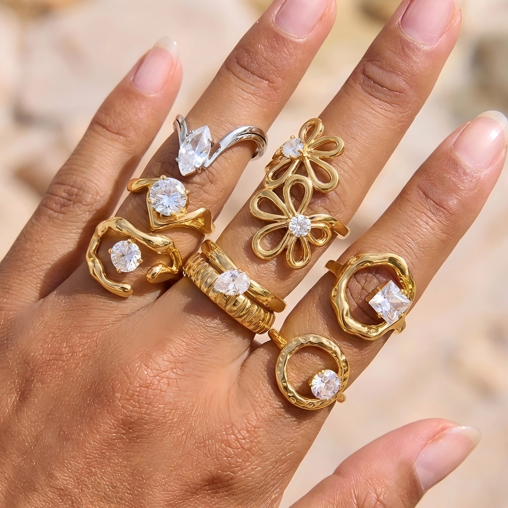 Y2K Irregular Lava Flower Zircon Ring 18K Gold Plated Stainless Steel Open Adjustable Vintage Jewelry Suitable for Women's Gifts
Y2K Irregular Lava Flower Zircon Ring 18K Gold Plated Stainless Steel Open Adjustable Vintage Jewelry Suitable for Women's Gifts