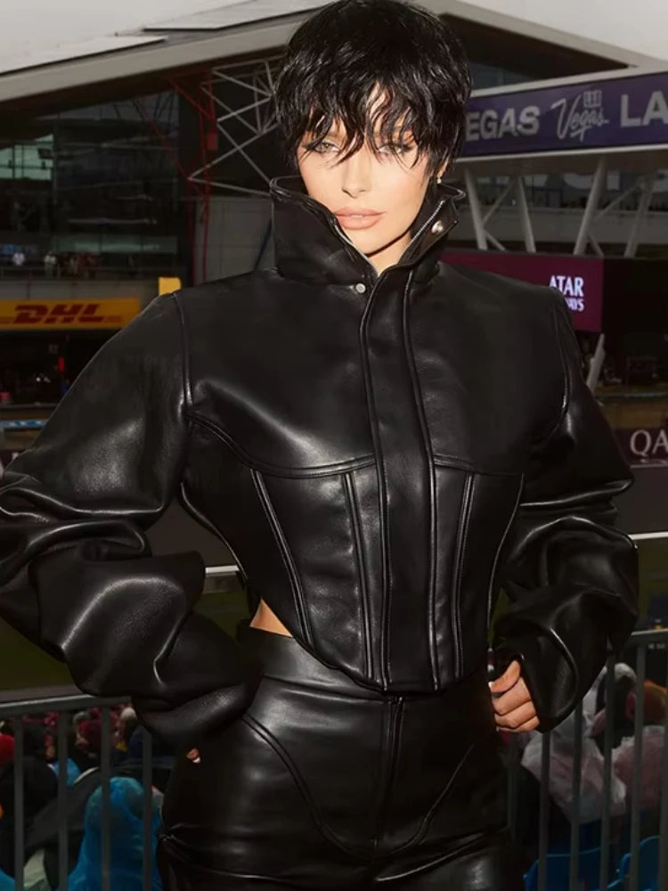 Macheda Hipster Crop Jacket Women Leather Turtleneck Zip Button Full Sleeve Irregular Wild Sexy Hottie Street Midnight Club Coat
Macheda Hipster Crop Jacket Women Leather Turtleneck Zip Button Full Sleeve Irregular Wild Sexy Hottie Street Midnight Club Coat