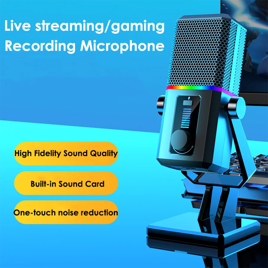 Computer USB Wired Microphone with Colorful RGB Light Intelligent Noise Reduction to Isolate Ambient Noise Suitable for Laptop
Computer USB Wired Microphone with Colorful RGB Light Intelligent Noise Reduction to Isolate Ambient Noise Suitable for Laptop
